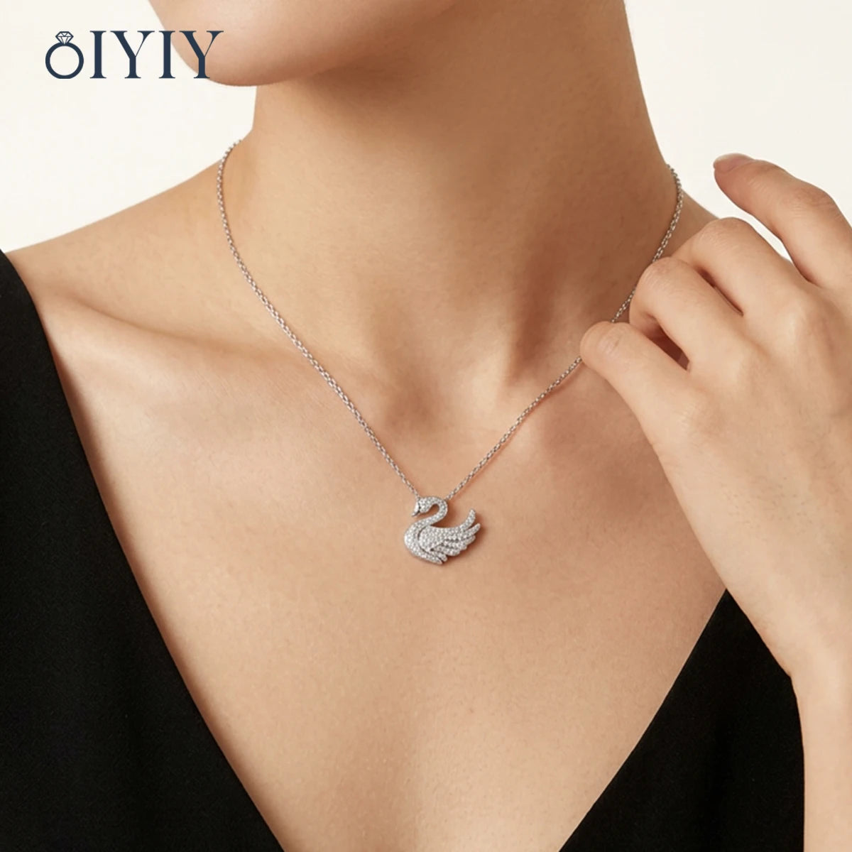 OIYIY Moissanite Necklace for Women 925 Sterling Silver D VVS1 GRA Certified Lab Grown Diamond Swan Pendant Luxury Jewelry Gift