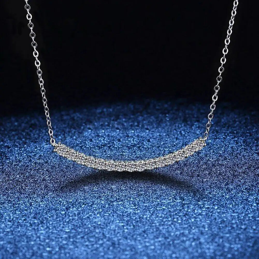 SG 0.9CT Moissanite 925 Sterling Silver Necklace For Women D VVS1 Moissanite Smile Pendant Necklace Fine Jewelry