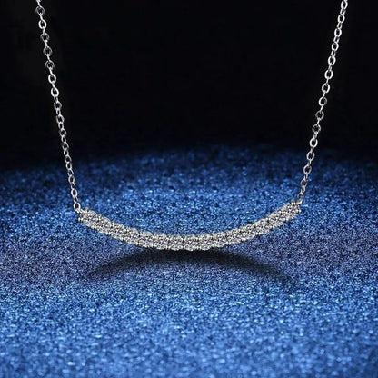 SG 0.9CT Moissanite 925 Sterling Silver Necklace For Women D VVS1 Moissanite Smile Pendant Necklace Fine Jewelry