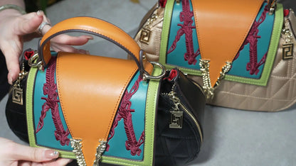 Luxury Women's Bag with V Ladies Leather Handbag Female Shoulder Bag Diamonds Crossbody Luxury Handbags Women Embroidery Bags