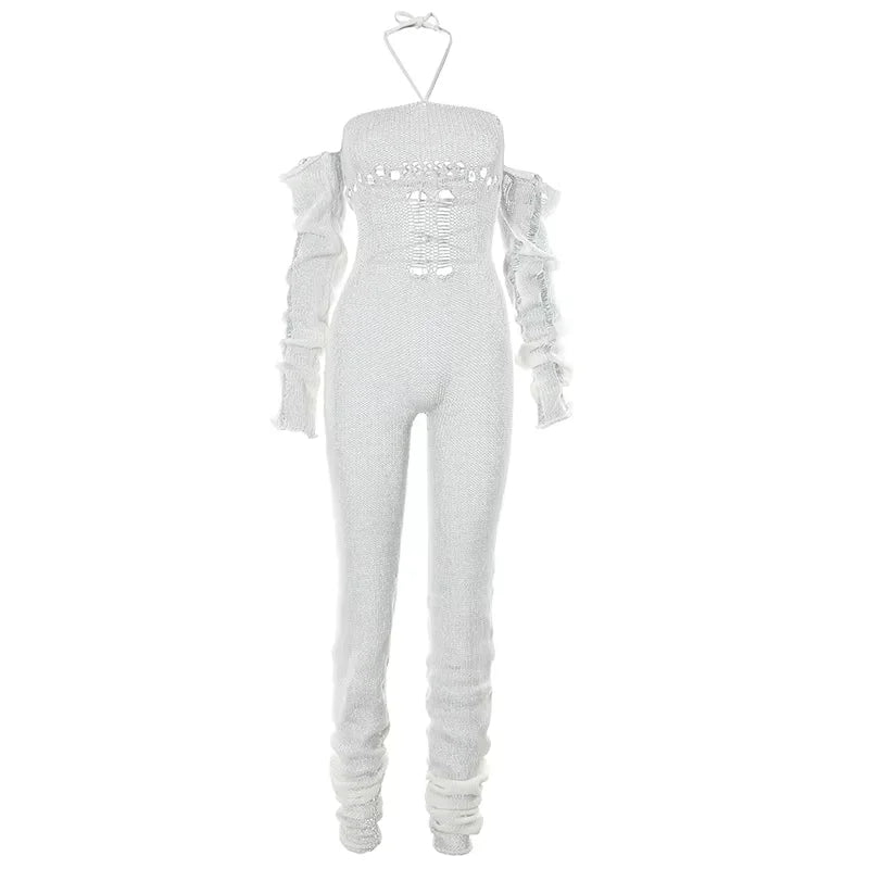 Sisterlinda Fashion Trend Y2K Jumpsuits Women Patchwork Sleeve Bandage Stretch Hipster One Piece Overalls Female Streetwear 2023