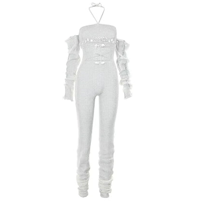 Sisterlinda Fashion Trend Y2K Jumpsuits Women Patchwork Sleeve Bandage Stretch Hipster One Piece Overalls Female Streetwear 2023