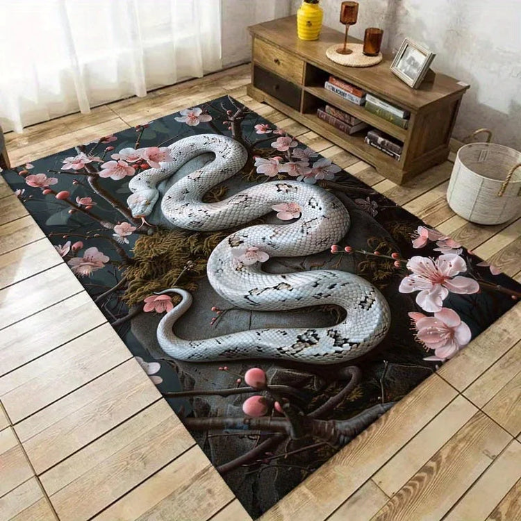 Beautiful White Snake Fashion Print Non-Slip Carpet Door Mat Outdoor Carpet Yoga Mat Bedroom Living Room Dormitory Balcony Decor
