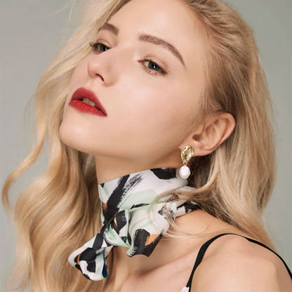 100% Natural Mulberry Silk Long Scarf Solid Color Neckerchief Hair Ties Bag Ribbon Headband Hair Ornament Female Strip Scarves