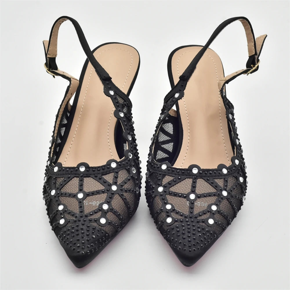 Italian Shoe and Bag Set for Party In Women Shoes for Women 2025 Designer Luxury Hollow Design Trendy Party Ladies Shoes and Bag