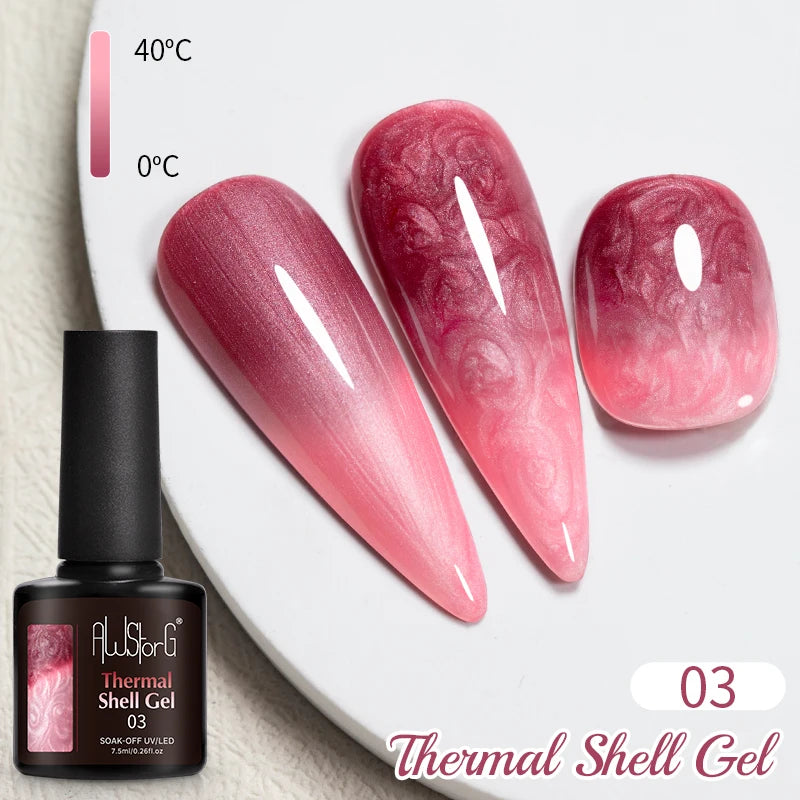 AWStorG 7.5ml Light Color Cat Eye Gel Nail Polish Pink Semi Permanent Glitter Magnetic Gel Soak Off UV LED Varnish Nail Art