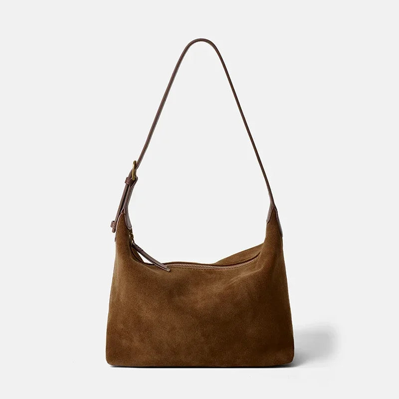 Winter Women's Natural Suede Leather Crossbody Bag Female Casual Versatile Shoulder Handbag Ladies Classic Cowhide Underarm Bags