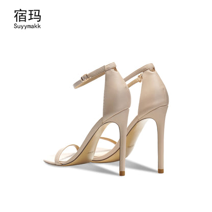 Luxury Brand Heeled Sandals Summer Gladiator Buckle Strap Elegant Slingbacks High Heels Sexy Classic Ladies Prom Shoes Women