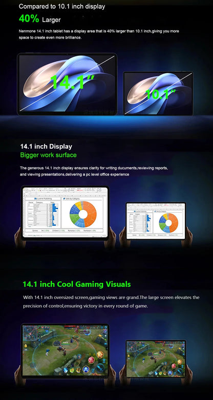 Global Version Real 14.1 inch Large Screen Tablet 256GB ROM Android 14 4G LTE 5G WiFi Tablets 14inch Планшет Laptop PAD 태블릿