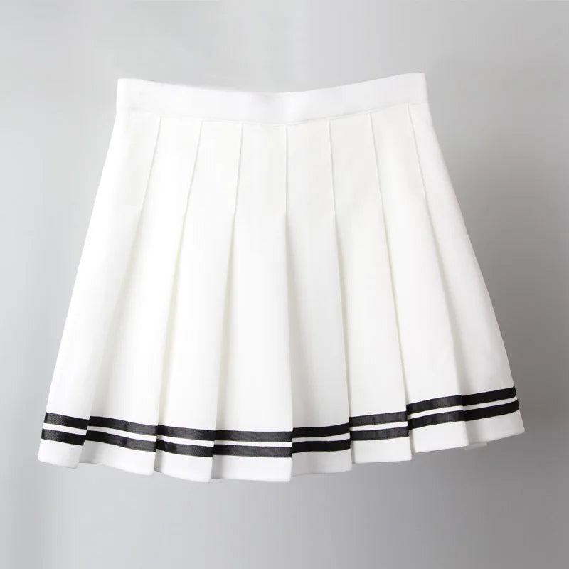 Kawaii Harajuku Skirts Preppy School Uniform High Waist Pleated Women Girls Lolita A-line Sailor Skirt