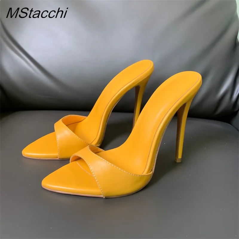 Super-high Heel Slippers Women Shoes Summer Peep Toe Mixed Colors Stiletto Sandals Sexy Party Ladies Shoes Luxury Woman Pumps