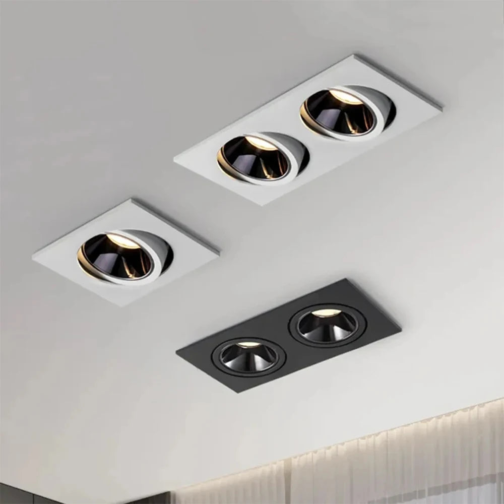 Recessed LED Ceiling Lamp 9W 12W 15W Single/Double Head LED Spot Lights COB Anti-Glare Downlight For Home Office Store Indoor