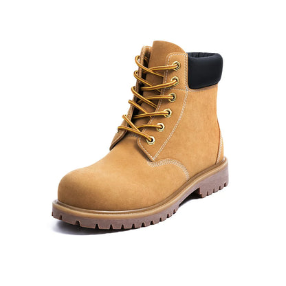 Mr.A Classic Couple Style High-Top Wear-Resistant Yellow Boots Outdoor Hiking Leather Comfortable Retro Warm Boots Autumn Winter Men's Waterproof Boots