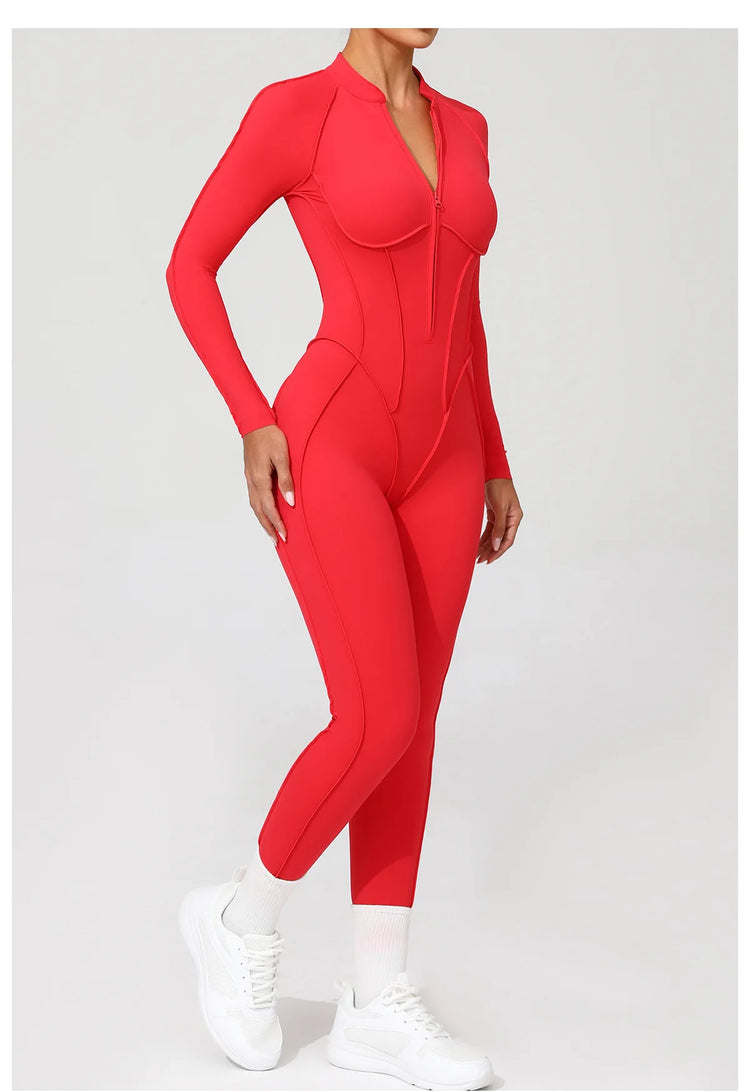 One Pieces Long Jumpsuits Sexy Womens Overalls Mono Streetwear Yellow Body Long Sleeves Woman Clothing Summer Gym Sportswear