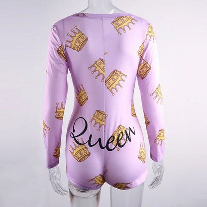 OMSJ Spring Fall Body Rompers 2025 New Women's Long Sleeve Jumpsuits Night Clubwear V-neck Letter Print Skinny Bandage Playsuits