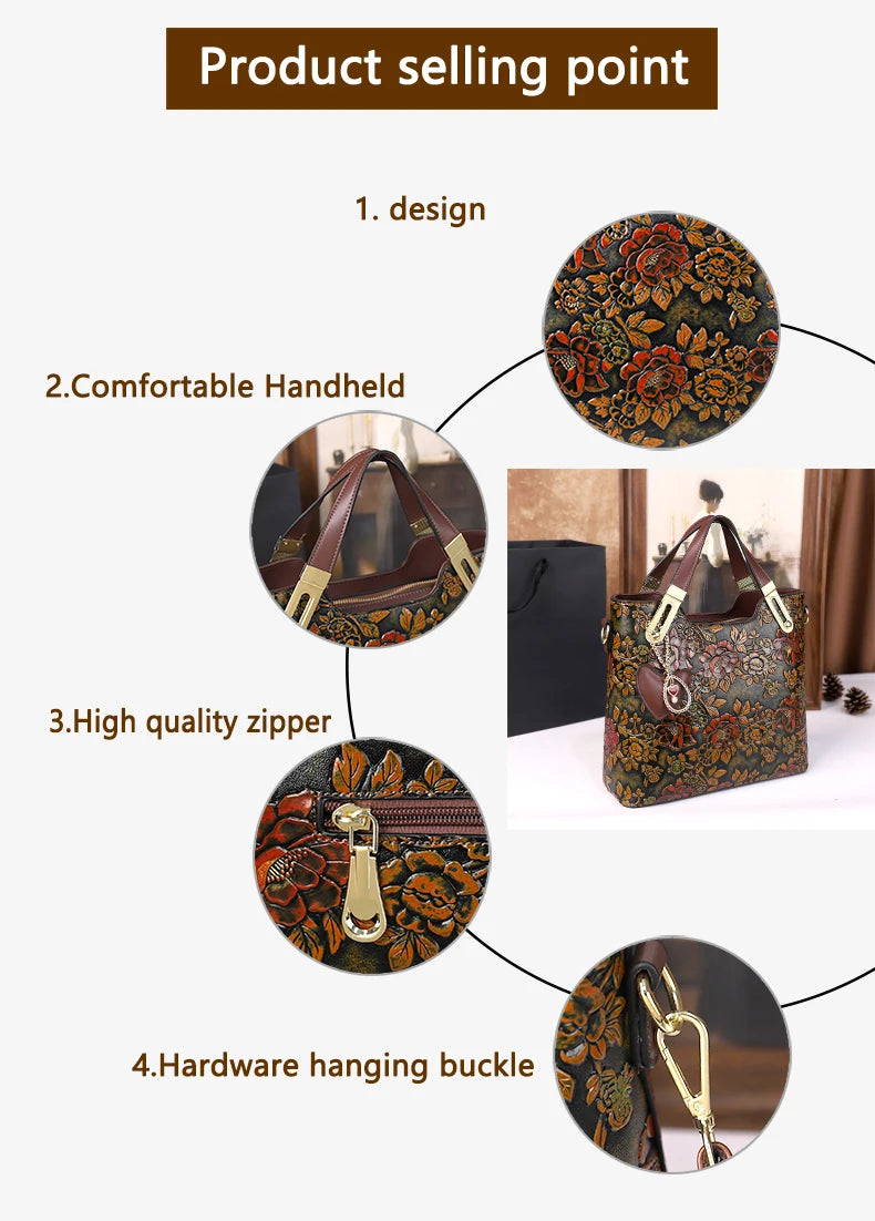 2025 New Retro Luxury Large Capacity Handbag Women's Shoulder Crossbody Bag for Middle-Aged Ladies Mom Bag Elegant Style