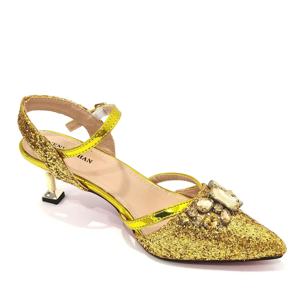 Venus Chan 2022 Nigerian Fashionable Silver Color Peep Toe Shoes Matching Bag Set For Royal Ladies Wedding Party Sandal