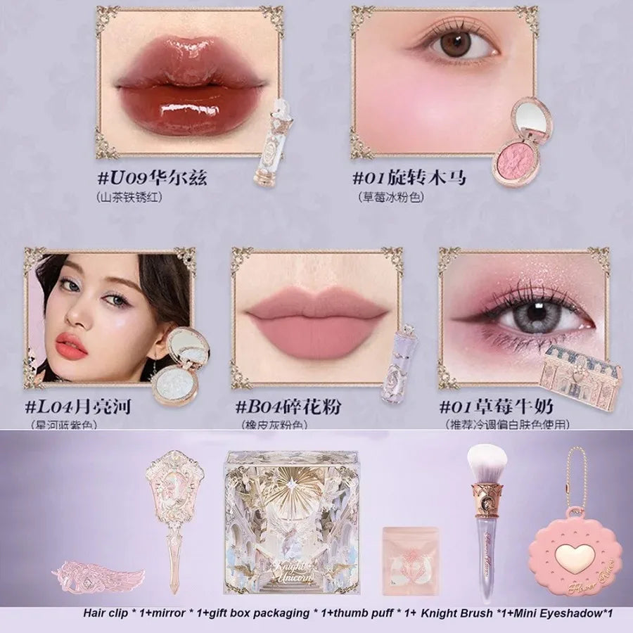 Flower Knows Strawberry Cupid Box Collection Make Up Sets Cosmetics Full Set Palette Pressed Powder Blush Lipstick Gift Box