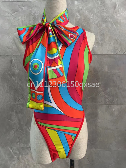 Classic Design Women's Headband Swimsuits with Letter Signature Logo Designer Brand Lady Sexy Scarf Swimsuits Beachwear