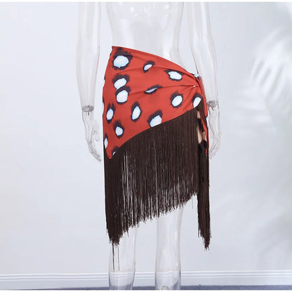 Fashion Vintage Printed Tassel Square Scarf Women Fringe Patchwork Shawl Waist Seal Accessories 2026 Spring Summer Street Shawls