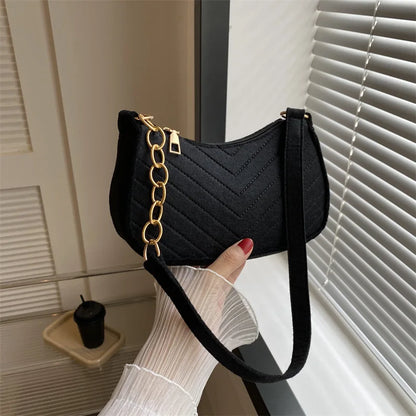 Mini Shoulder Bags for Women Fashion Felt Women's Bag Design Advanced Underarm Handbags Beautiful Purses Crescent SaddleBag 2025