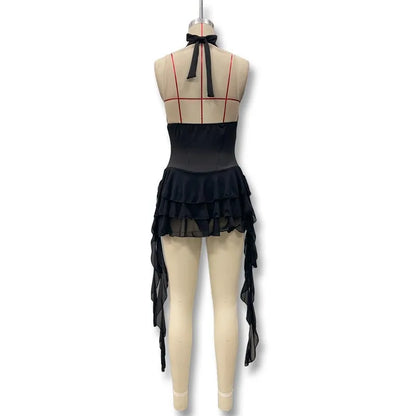 Women's Jumpsuits & Rompers Halter V Neck Backless Ruffle Mini Overalls for Women Elegant Bodysuit Clearance Woman Clothing