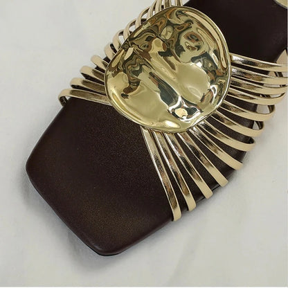 Luxury Designer Square Toe Slippers Heeled Sandals for Woman Shoes 2026 New Elegant Pumps Flip Flops Dress Summer Mujer Zapatos