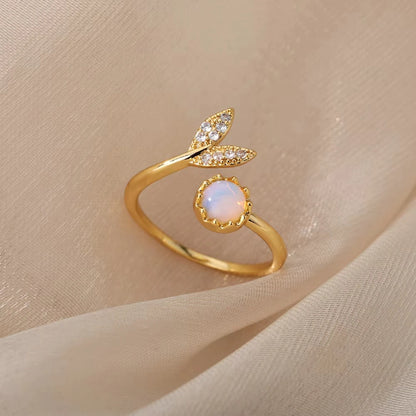 Luxury Zircon Geometric Rings For Women Stainless Steel Gold Color Open Ring Trendy Wedding Party Aesthetic Jewerly Gift Femme