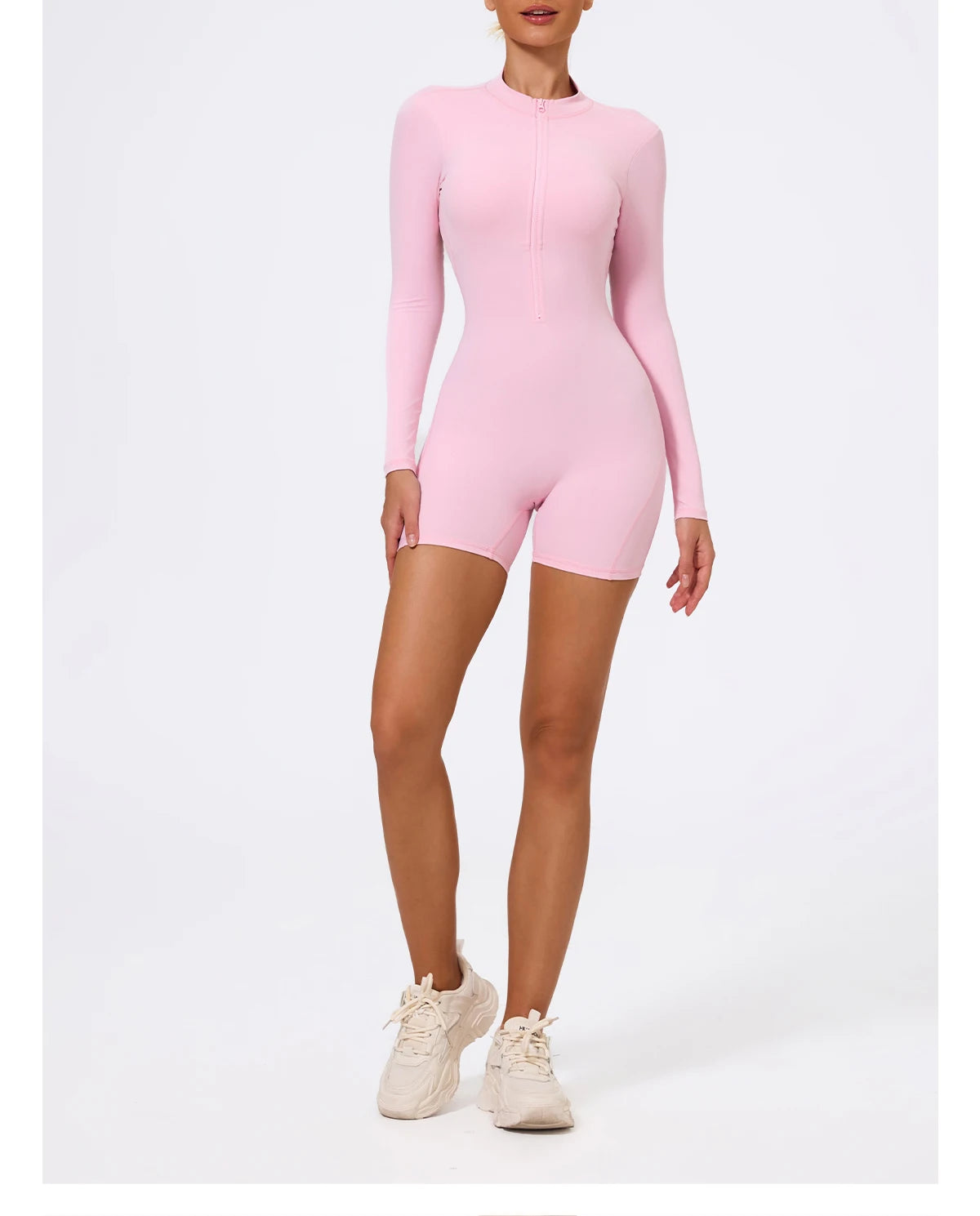 Summer V Back Scrunch One-Piece Suit Push Up Sports Jumpsuit Woman Fitness Zipper Overalls Workout Rompers Women Gym Bodysuits