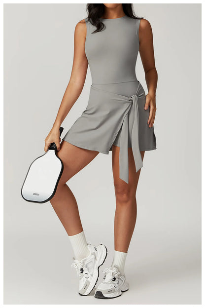 Romper Backless Set Long Sleeved Gym Sports Fitness Bodysuit Siamese Sportswear Women Clothes Jumpsuit Skirt Playsuit Yoga Suit