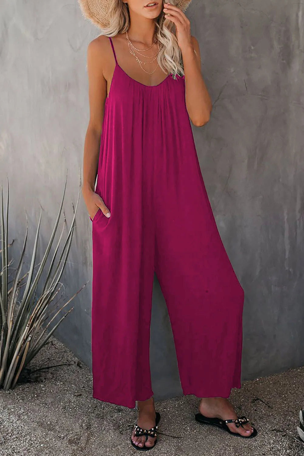2026 High-Quality Strap Summer New Thick Pure Color Pocket Casual Women's Overall Pants