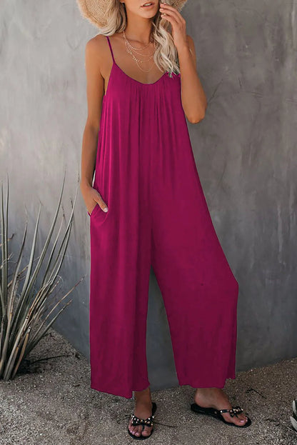2026 High-Quality Strap Summer New Thick Pure Color Pocket Casual Women's Overall Pants