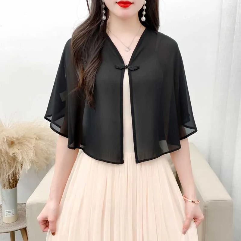 Summer Women's Sun Protection Clothing Super Thin Small Coat New Chiffon Shawl Tops Breathable Sunscreen Cardigan Chiffon Shawls