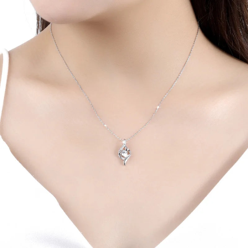 925 Sterling Silver Necklace For Women Zircom With White Gold Plated Lab Diamond Jewelry Wedding Pendant N25