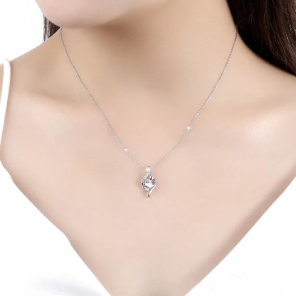 925 Sterling Silver Necklace For Women Zircom With White Gold Plated Lab Diamond Jewelry Wedding Pendant N25