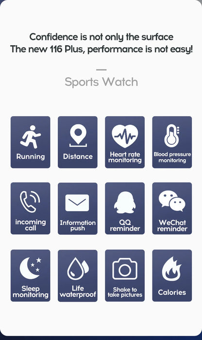 116plus Smart Watch Men Women Fitness Tracker Bracelet Sports Sleep Heart Rate Blood Pressure Monitor smartwatch For Ios Android