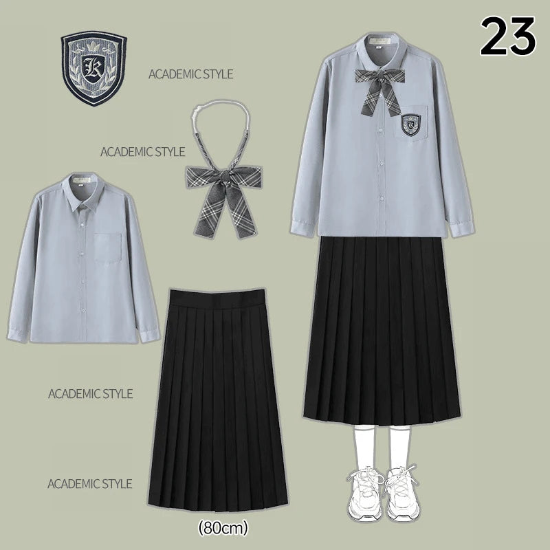 Men Women JK Uniform British Style School Uniforms Preppy Style Pleated Skirt With Bow Tie Tops Pants Chorus Poetry Cosplay