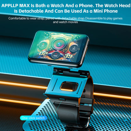 LOKMAT APPLLP MAX 4G Smart Watch Android 11 OS 6GB Ram 128GB Rom MTK6765 Octa Core CPU 2.88" Large Detachable Screen GPS Compass