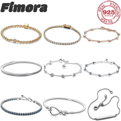 2026 New 100% 925 Sterling  Silver Sparkling Hidden Full Zircon Luxury Charm Bracelet for Women DIY Exquisite Decoration Jewelry