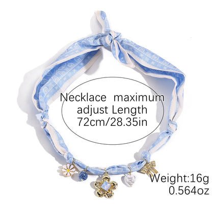 European and American Cross-Border Summer Scarf Necklace with Premium Feel, Multi-Pendant Pearl, Versatile, Light Luxury Silk Sc