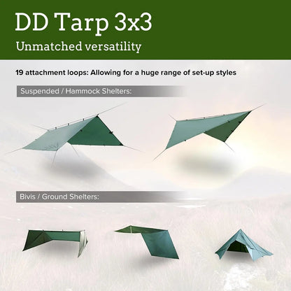 3x3 Meter Waterproof Camping Tarp Shelter 10x10 ft Lightweight Rainfly Tent for Outdoor Adventure