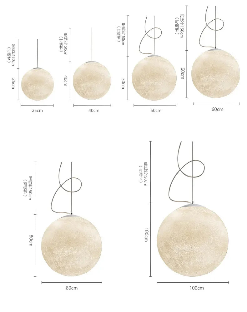 Nordic Moon Led Pendant Lights for Living Room Dining Bedroom Home Decorations Chandelier Cafe Restaurant Hanging Lamp Luminaire