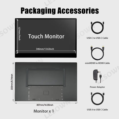 LESOWN 15.6 inch 4K Touchscreen Portable Monitor 1080P IPS USB-C HDMI Gaming Extended Display for Second Screen PS4/ 5 Switch
