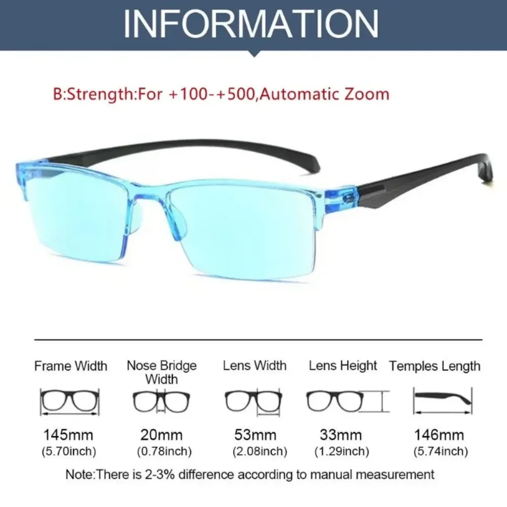 Smart Automatic Zoom Eyeglasses Anti-Blue Light Reading Glasses For +100-+500 Men Women Optical Spectacle Computer Eyeglass