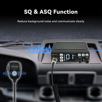 Retevis MB3/MB63 CB Radio Station Long Range Communication Professional Car Mobile Ham Radio AM FM Channel 9/19 VOX For Truckers