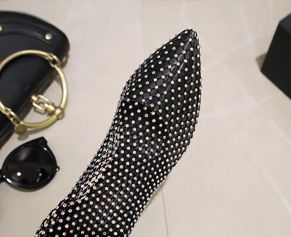 Summer New Women's New Luxury Brand High Heel Sandals Hollow Cool Boots Sexy Fashion Rhinestone Banquet Sandals Plus Size 34-42