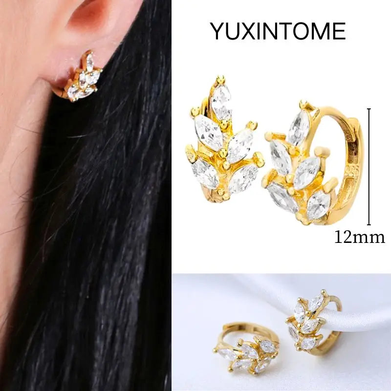 White Color Zircon Hoop Earrings 925 Sterling Silver Needle Cross/Star/Flower/Water Drop Pendant Gold Earrings Luxury Jewelry