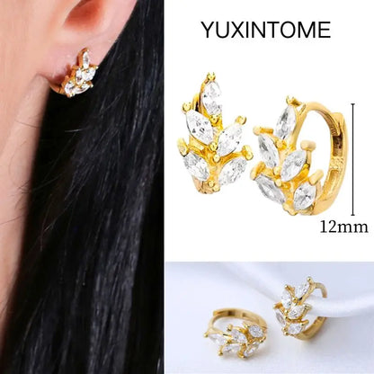 White Color Zircon Hoop Earrings 925 Sterling Silver Needle Cross/Star/Flower/Water Drop Pendant Gold Earrings Luxury Jewelry