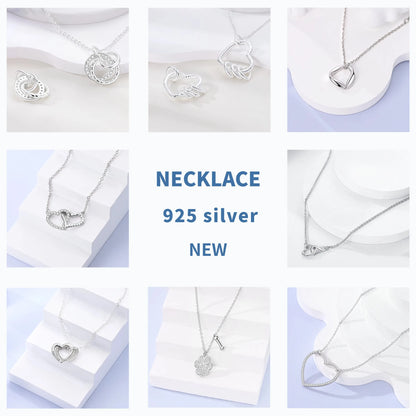 Luxury Necklace 925 Silver Original Sterling Zircon Dragonfly Butterfly Firefly Star Moon Chain Link For Women Wedding Jewelry