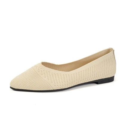 Summer Fashion Solid Color Low-Top Shoes Luxury Round Toe Women's Knit Slip-on Outdoor Walking Shopping Women's Flat Shoes 36-43